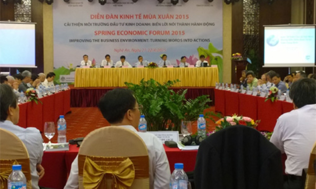 Diễn đàn Kinh tế Mùa xuân 2015, diễn ra trong hai ngày 21 và 22/4 ở thành phố Vinh, Nghệ An - Ảnh: Tư Giang.