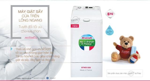 Máy giặt sấy cửa trên – lồng ngang Brandt hoàn toàn mới - Ảnh 2.