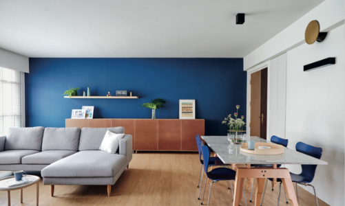 Ngôi nhà với những mảng tường màu xanh