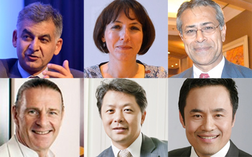 Hàng trên, từ trái sang: ông Nirukt Sapru, bà Wendy Jo Werner, ông Sanjay Kalra. Hàng dưới: ông Dominic Scriven, ông Andy Ho, ông Louis Nguyễn.