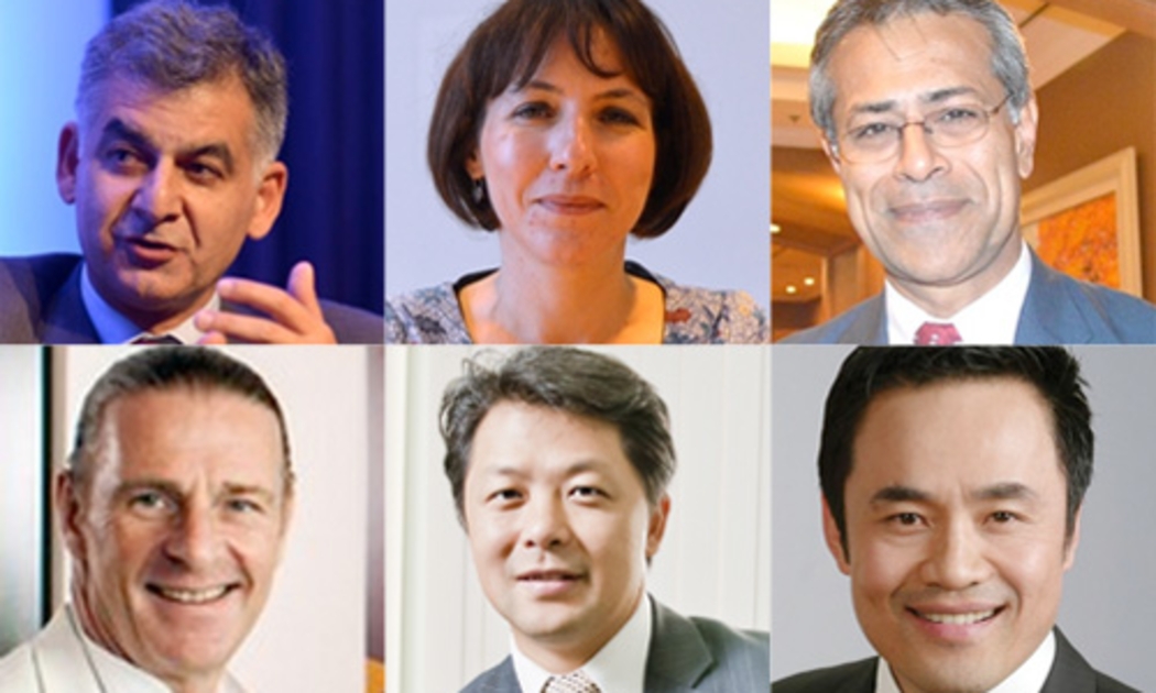 Hàng trên, từ trái sang: ông Nirukt Sapru, bà Wendy Jo Werner, ông Sanjay Kalra. Hàng dưới: ông Dominic Scriven, ông Andy Ho, ông Louis Nguyễn.