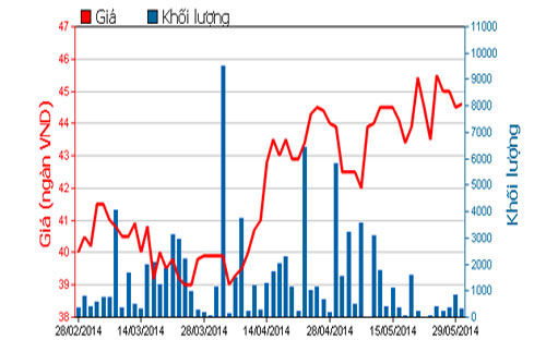 Diễn biến giá cổ phiếu BBC trong 3 tháng qua - Nguồn: HOSE.<br>