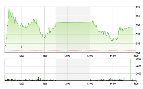 VN-Index không rung lắc nhiều trong chiều nay do các blue-chips vẫn giữ được giá khá ổn định. ảnh TVSI