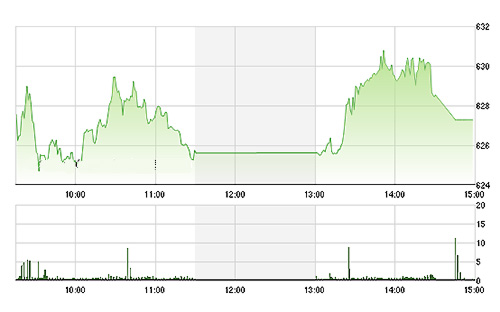 VN-Index đã không thể trụ lại trên ngưỡng 630 điểm - Ảnh TVSI.<br>