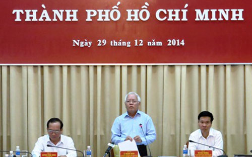Chủ tịch UBND Tp.HCM phát biểu tại hội nghị trực tuyến của Chính phủ, ngày 29/12.<br>