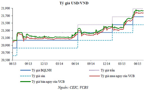 Diễn biến tỷ giá USD/VNDqua các năm.