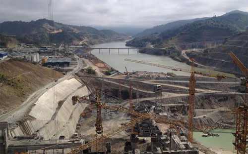 Một góc công trường thi công Thủy điện Lai Châu.<br>