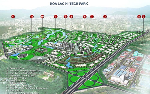 Phối cảnh khu công nghệ cao Hoà Lạc.
