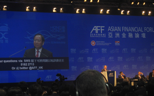 Thứ trưởng Bộ Tài chính Đỗ Hoàng Anh Tuấn tại Diễn đàn Tài chính Châu Á, sáng 13/1/2014.<br>