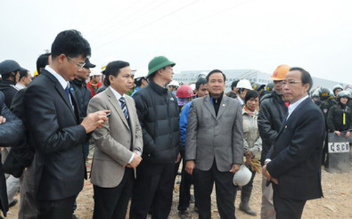 Chủ tịch Thái Nguyên, ông Dương Ngọc Long đã có mặt sớm tại hiện trường để chỉ đạo xử lý sự việc<br>