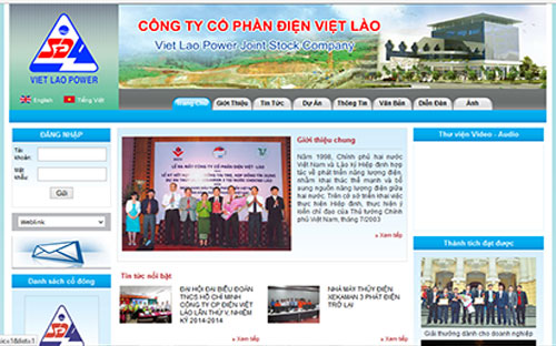 Trang web của Công ty Cổ phần Điện Việt - Lào.<br>