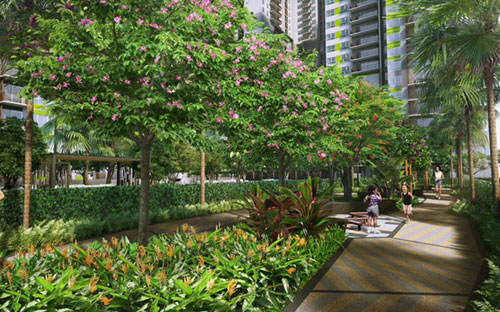 Khu vực nhà mẫu của Vista Verde được thiết kế như một vườm ươm xanh mát,
 nhằm đem lại cho cư dân cảm giác đang nghe bản giao hưởng của thiên 
nhiên. 