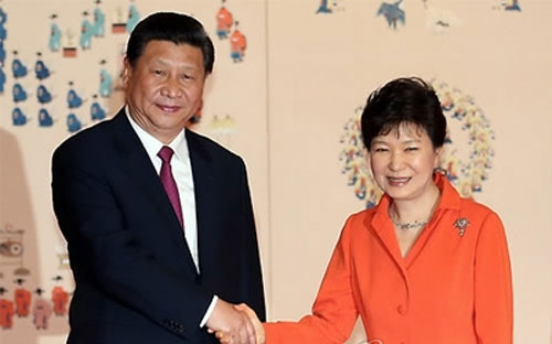 Chủ tịch Trung Quốc Tập Cận Bình và<strong> </strong>Tổng thống Hàn Quốc Park Geun-Hye.