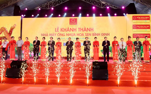 Lễ khánh thành Nhà máy Ống nhựa Hoa Sen Bình Định sáng 15/4.<b><br></b>