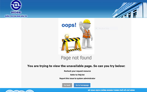 Website của HSX đang được xây dựng lại.