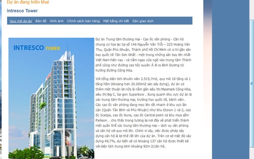 Giới thiệu dự án ITC Tower trên trang web của công ty.<br>