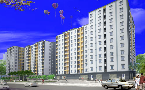 Phối cảnh dự án nhà thu nhập thấp của HUD4.<br>