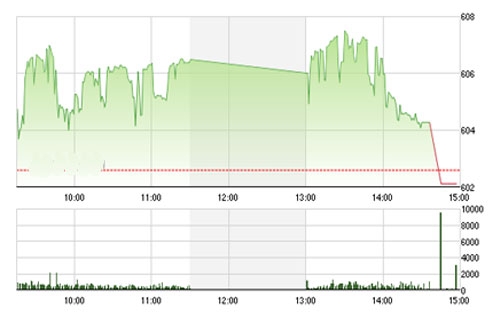Chúng tôi cho rằng hai chỉ số có thể kiểm định lại vùng giá hỗ trợ 595 – 
		600 của chỉ số VN-Index và 87.84 của chỉ số HNX-Index trong phiên giao 
		dịch ngày mai. 