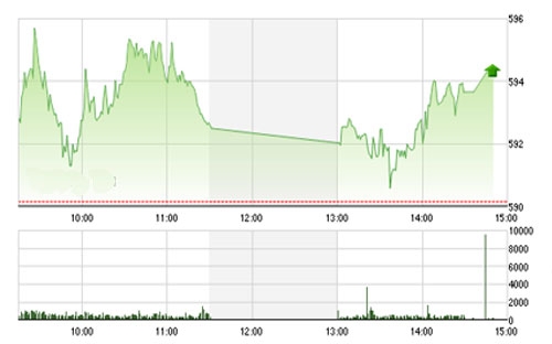 BSC cho rằng, VN-Index đang ở trong vùng nhậy cảm từ 590-600 điểm.