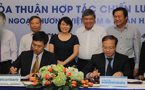 Lễ ký hợp tác giữa Ngân hàng Xây dựng và Ngân hàng Ngoại 
thương Việt Nam.