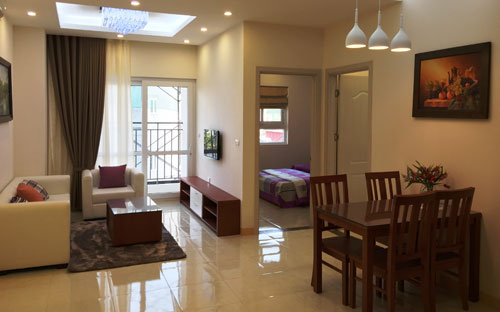 Căn hộ mẫu tại tầng 3, tòa CT3, PCC1 Complex. Diện tích nhỏ nhất: 
49.19 m2 (diện tích tim tường), bao gồm: 1 phòng khách, 1 bếp, 2 phòng 
ngủ, 1 toilet, 1 lô gia.