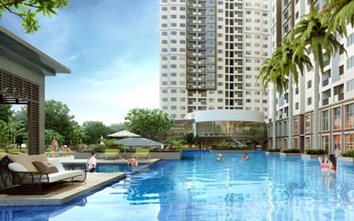 Không chỉ chú trọng trong thiết kế từng căn hộ, chủ đầu tư còn 
chăm chút kỹ lương từng không gian xanh và tiện ích đi kèm với 
điểm nhấn là hồ bơi chân mây rộng đến 2000 m2.