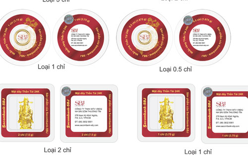 Với ba loại 0,5 chỉ, 1 chỉ và 2 chỉ, vàng nhẫn Thần Tài SBJ 24K ép vỉ 
rất tiện lợi để tiết kiệm, để tích trữ, vừa làm trang sức và cũng là món
 quà giá trị đầy ý nghĩa vào những dịp hiếu hỷ trong năm của mọi gia 
đình. 