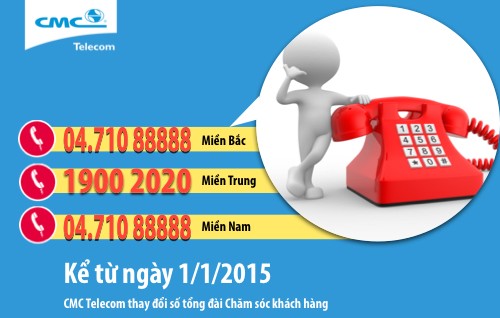 Số tổng đài chăm sóc khách hàng mới này được áp dụng cho tất cả các dịch
 vụ Internet truyền hình cáp, Internet cáp quang FTTx, dịch vụ truyền số
 liệu và dữ liệu trực tuyến của CMC Telecom.