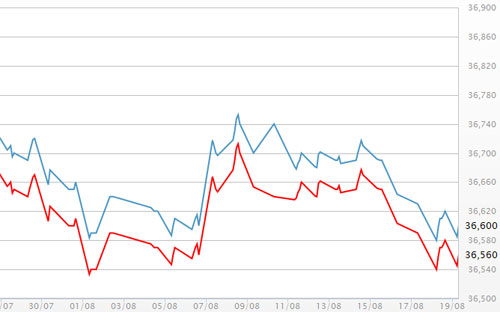 Diễn biến giá vàng SJC tại DOJI - Nguồn: DOJI.<br>