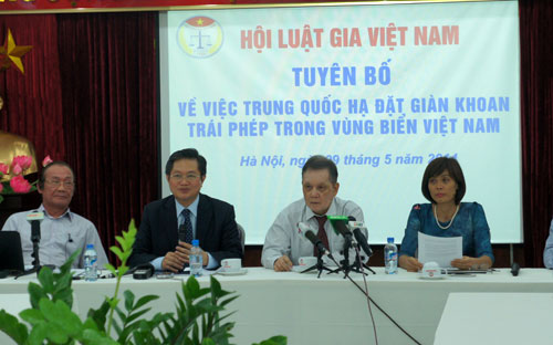 Hội Luật gia Việt Nam đã chính thức ra tuyên bố về việc Trung Quốc hạ đặt giàn khoan HD-981 trái phép trong vùng biển Việt Nam.<br>