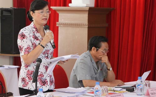 Đại biểu Nguyễn Thị Quyết Tâm phát biểu tại phiên thảo luận tổ - Ảnh: CTV.<br>