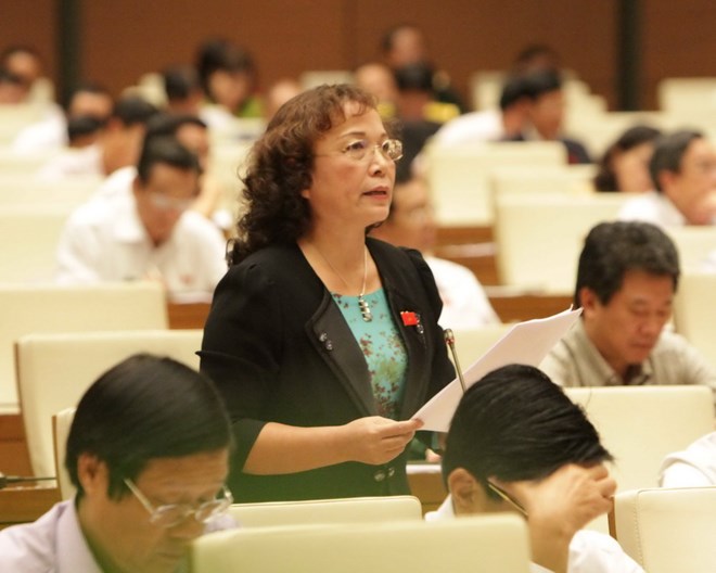 <strong style="font-family: 'Times New Roman'; font-size: 15px;">Phiên thảo luận về dự án Luật Căn cước công dân chiều 28/10 của Quốc hội</strong>