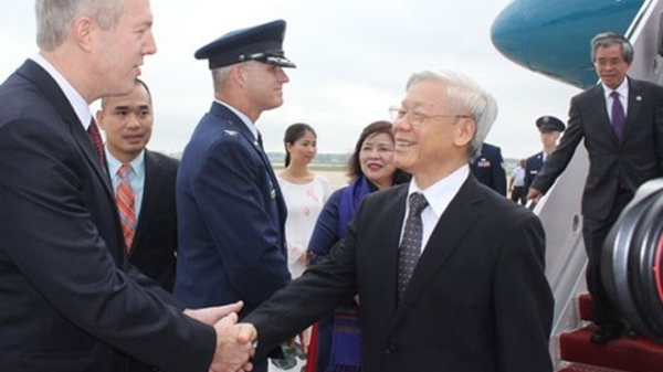 Những hình ảnh đầu tiên của Tổng bí thư trong chuyến thăm Mỹ 