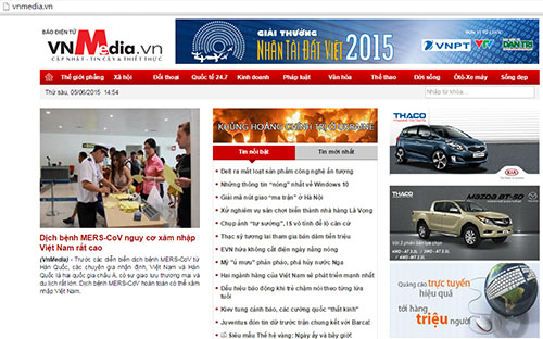 Giao diện báo điện tử VnMedia.