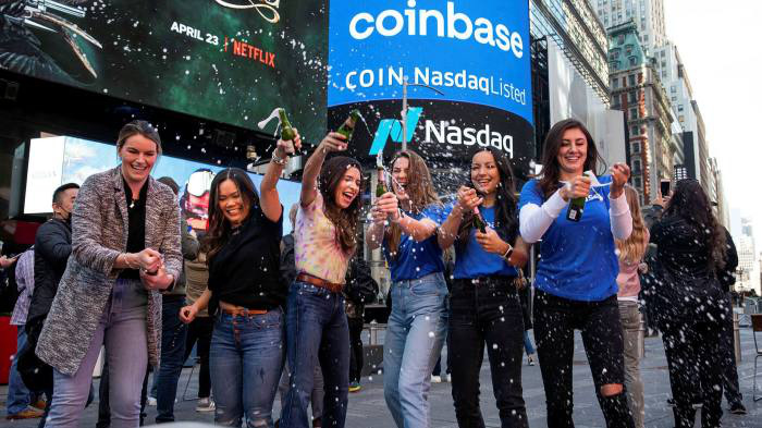 Cổ phiếu Coinbase bắt đầu giao dịch trên sàn Nasdaq từ ngày 14/4 - Ảnh: FT.