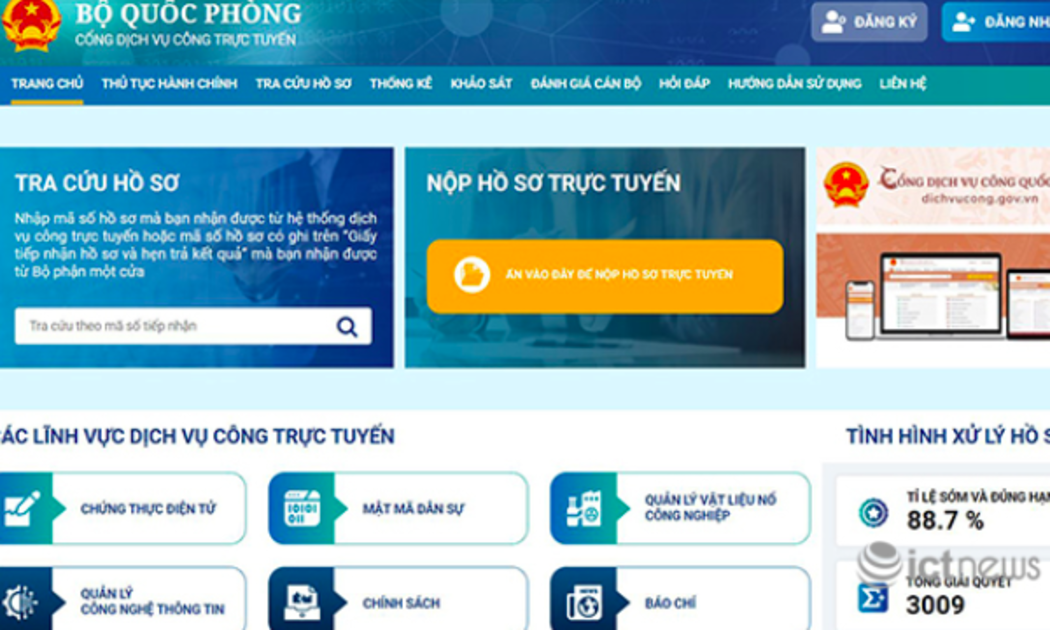 Trên trang dichvucong.mod.gov.vn của Bộ Quốc phòng. 