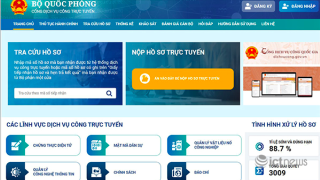 Trên trang dichvucong.mod.gov.vn của Bộ Quốc phòng. 