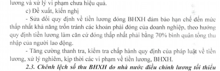 Kiến nghị của Bảo hiểm x&atilde; hội Việt Nam.