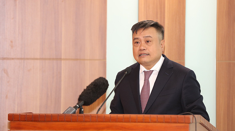 Tổng Kiểm toán nhà nước Trần Sỹ Thanh phát biểu nhận nhiệm vụ - Ảnh: SAV