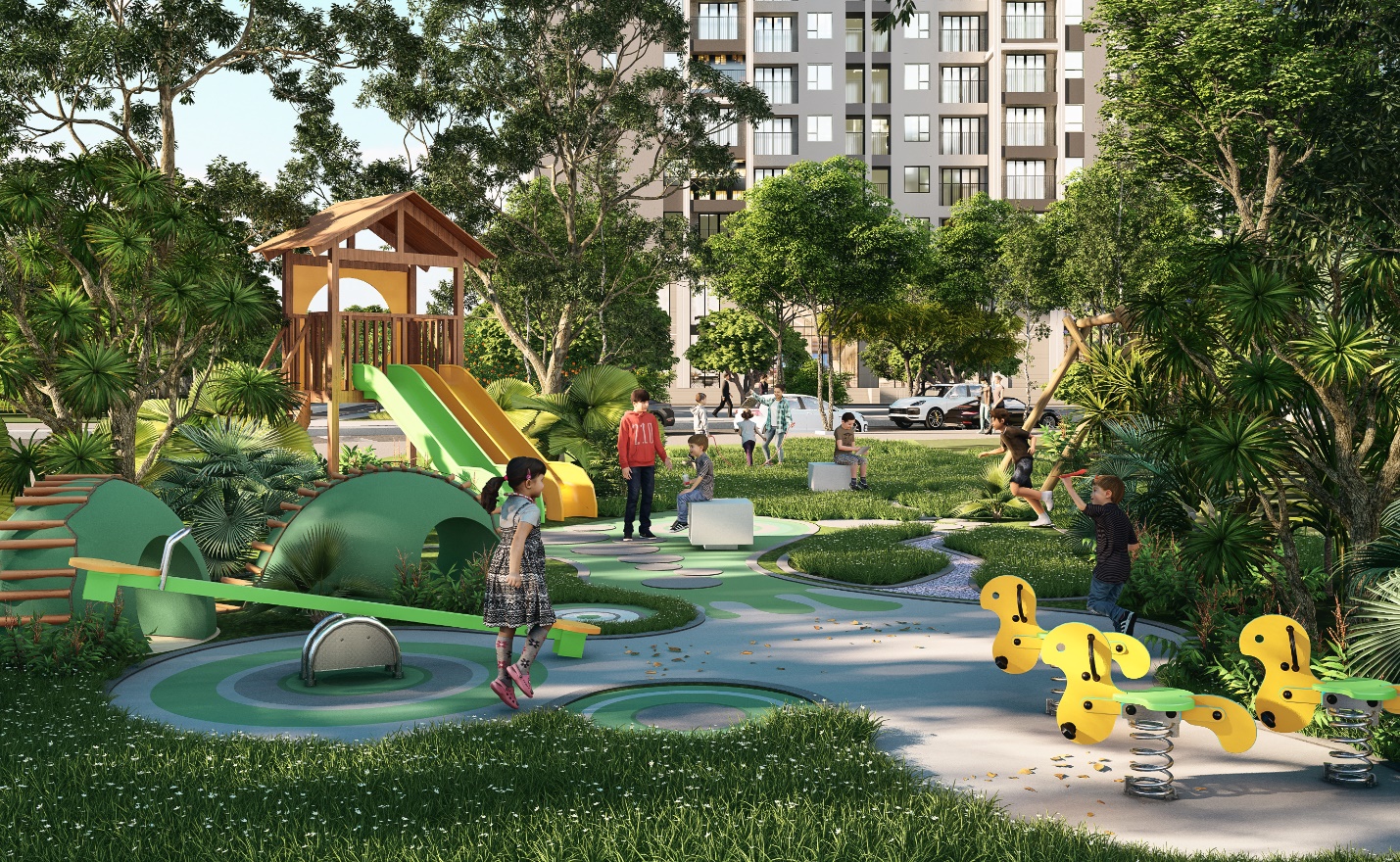 Không gian vui chơi cho trẻ nhỏ luôn là “của hiếm” tại các thành phố lớn.