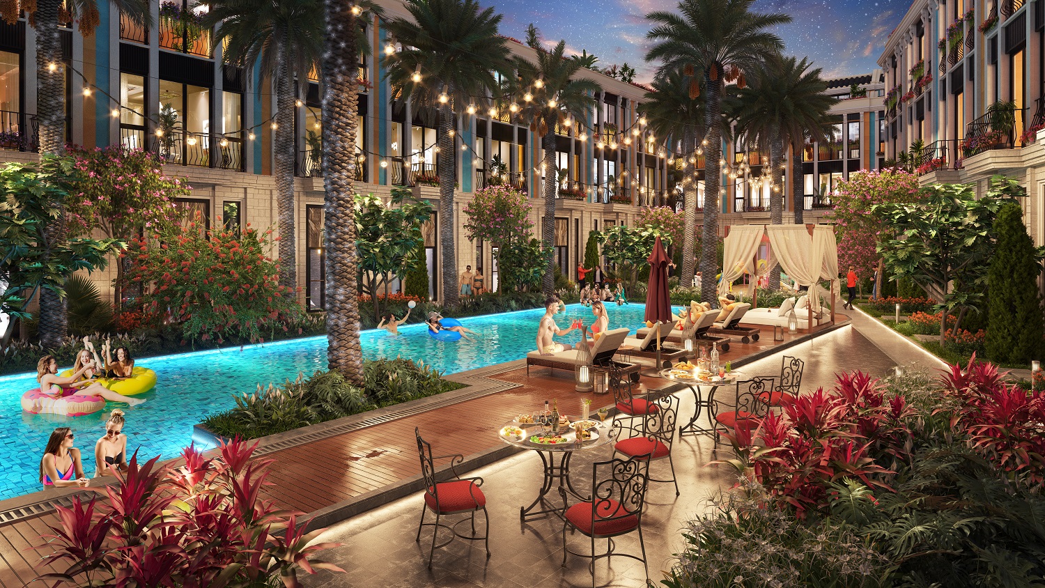 Không gian nghỉ dưỡng riêng tư, hiện đại phía sau các căn Shoptel dự án La Queenara.