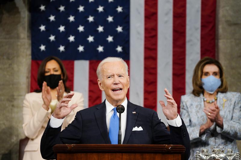 Tổng thống Mỹ Joe Biden phát biểu trước lưỡng viện Quốc hội Mỹ ngày 28/4 - Ảnh: Reuters.