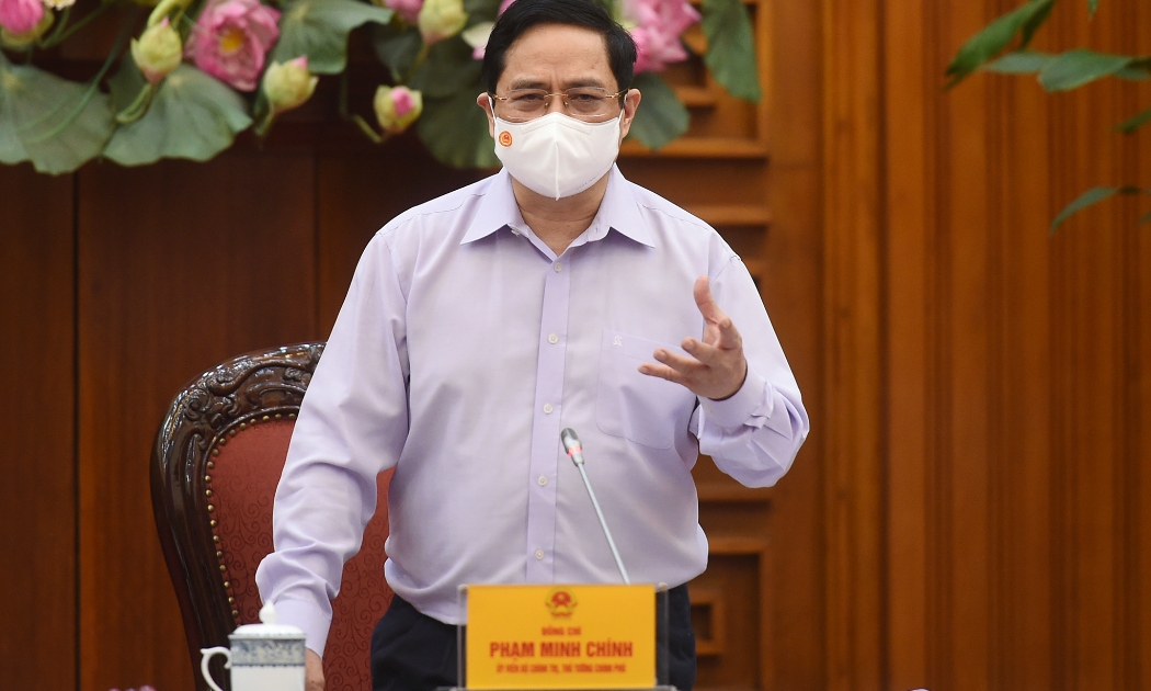 Thủ tướng Chính phủ Phạm Minh Chính tại buổi làm việc sáng 28/4 - Ảnh: VGP