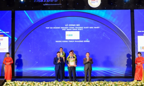 OCB vào Top 50 doanh nghiệp tăng trưởng cao nhất Việt Nam năm 2021