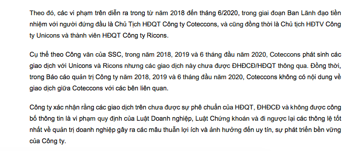 Coteccons lên tiếng về hành vi giao dịch chui từ thời ông Nguyễn Bá Dương.