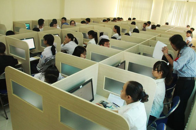 Thí sinh tại phòng thi nhằm đánh giá năng lực