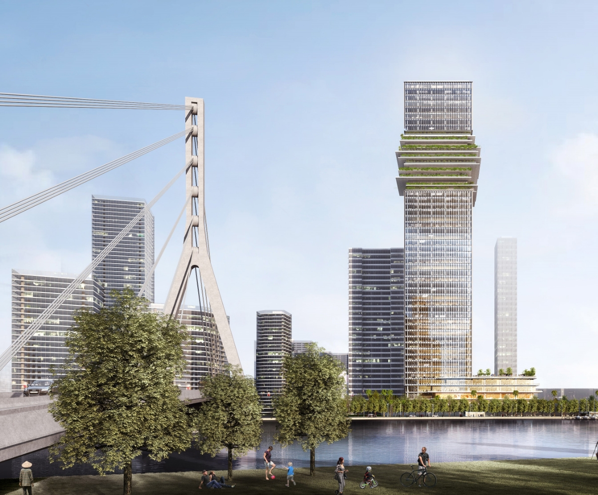 Phối cảnh của The Sun Tower nằm bên sông Sài Gòn.