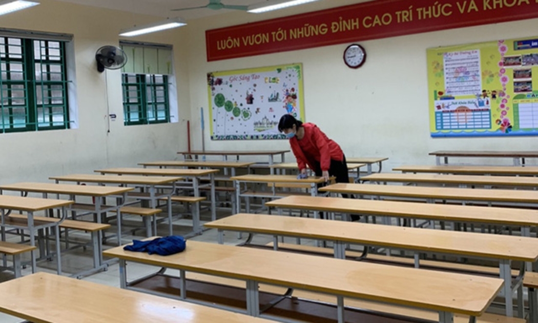Học sinh dừng đến trường để đảm bảo công tác phòng dịch