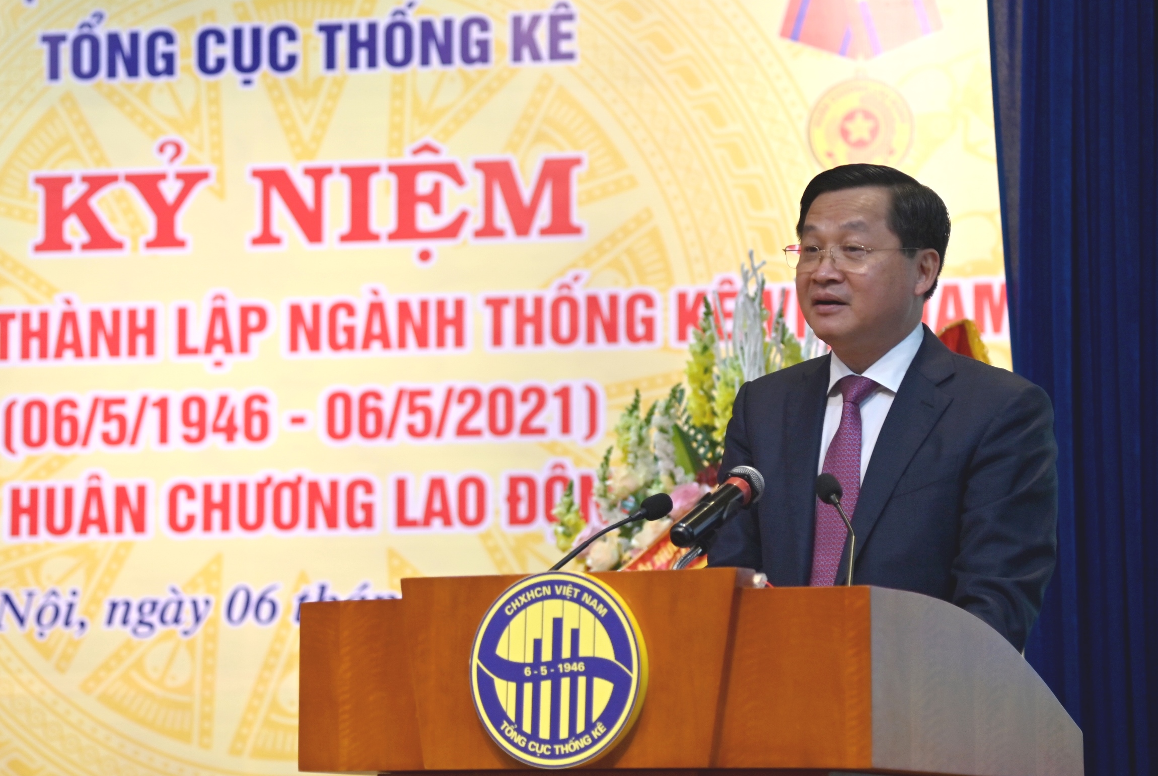 Phó Thủ tướng Lê Minh Khái phát biểu chỉ đạo tại Lễ Kỷ niệm 75 thành lập ngành Thống kê Việt Nam