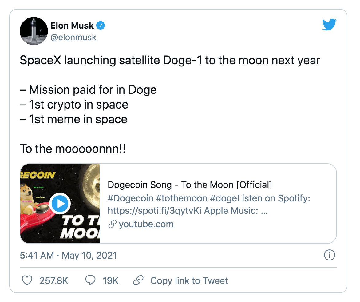 Bài đăng trên Twitter của Elon Musk vào rạng sáng ngày 10/5 - Ảnh chụp màn hình